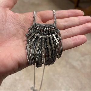 WHBM long silver statement necklace